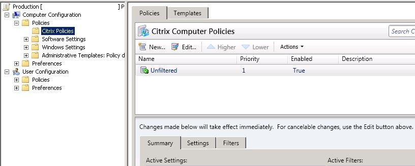 Create and configure policies for XenApp 6.5 with PowerShell: GPMC Citrix policies