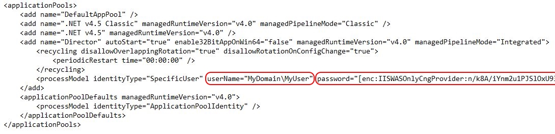 Citrix Director unattended installation - Application pool encrypted password