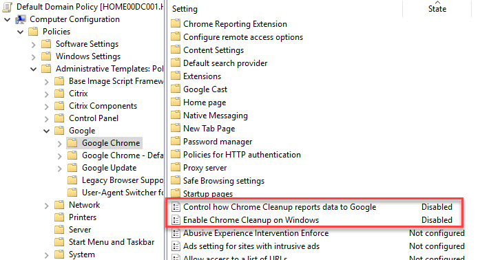 Deep-dive automating and configuring Google Chrome - Group policy disable chrome Cleanup Tool and Reporting