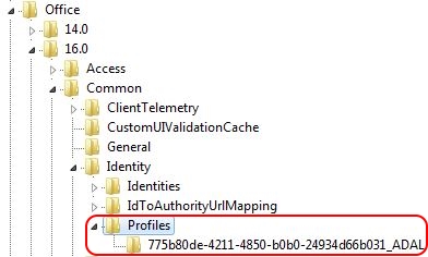 Solving Office 365 activation issues - Office 365 registry HKCU identity profiles