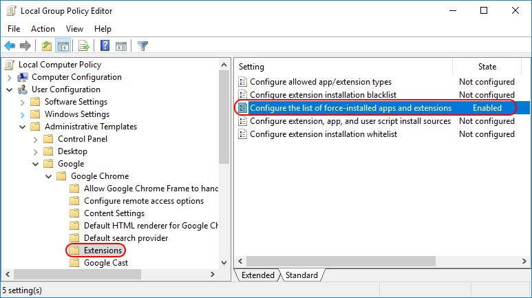 Deploying Google Chrome extensions using Group Policy - Group Policy enable extensions