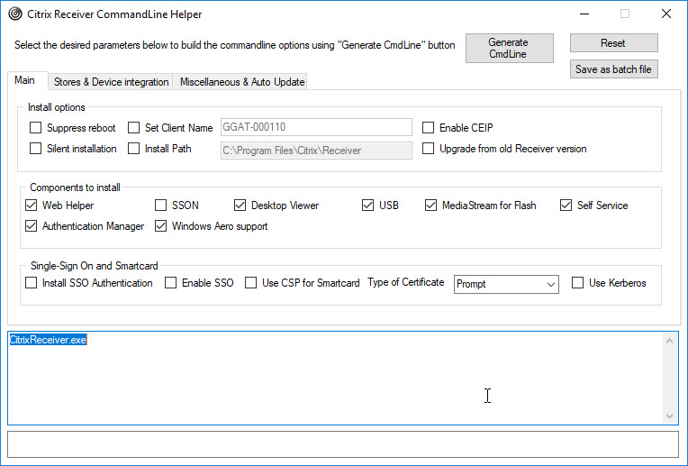 command line silent install citrix receiver