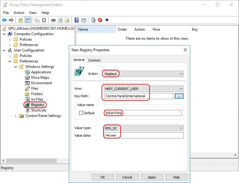 Configuring Regional Settings and Windows locales with Group Policy - Group Policy Preference set short time