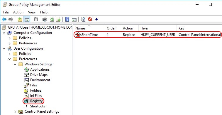 Configuring Regional Settings and Windows locales with Group Policy - Group Policy Preference short time configured