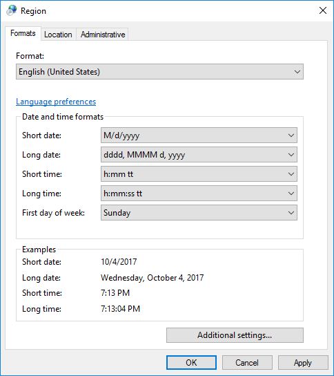 Configuring Regional Settings and Windows locales with Group Policy - Regional Settings Format tab