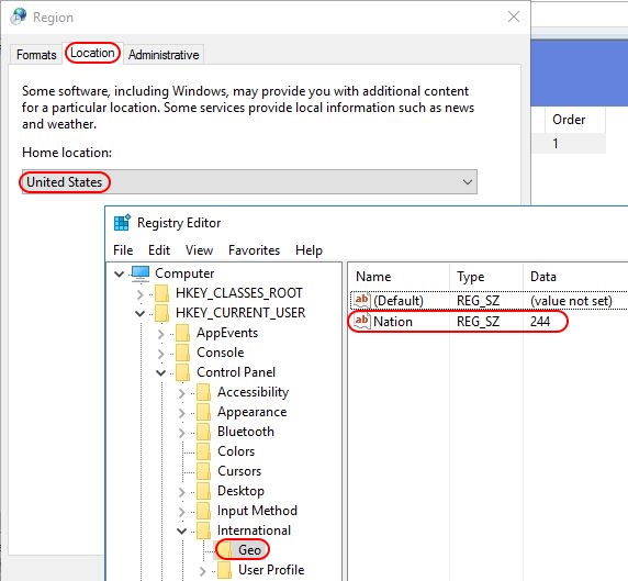 Configuring Regional Settings and Windows locales with Group Policy - Regional Settings Location tab and registry