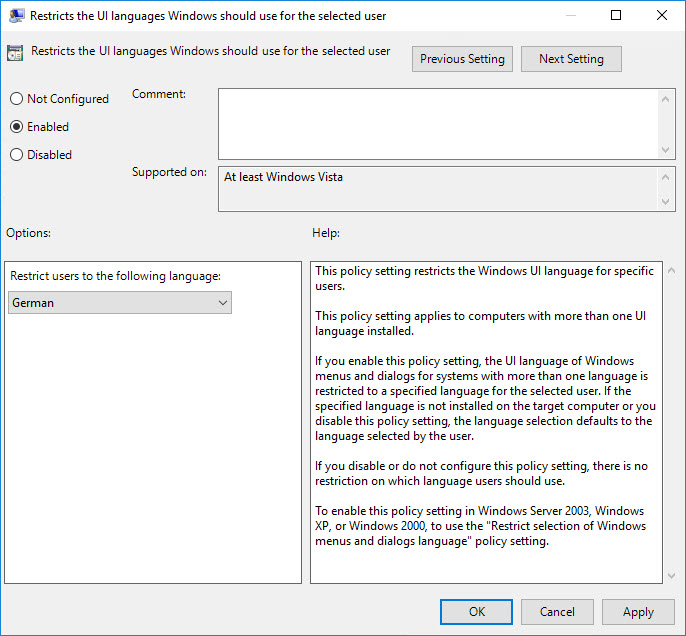 Managing Windows Languages and Language Packs - Group Policy - Set Windows display language