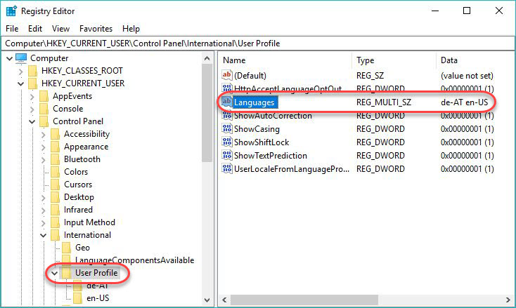 Managing Windows Languages and Language Packs - Language Preference registry