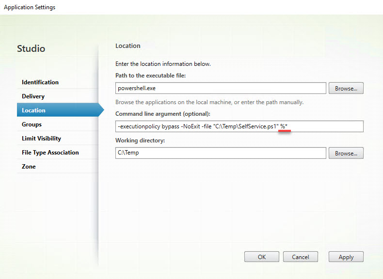 Parsing multiple parameters using the Citrix SelfService.exe