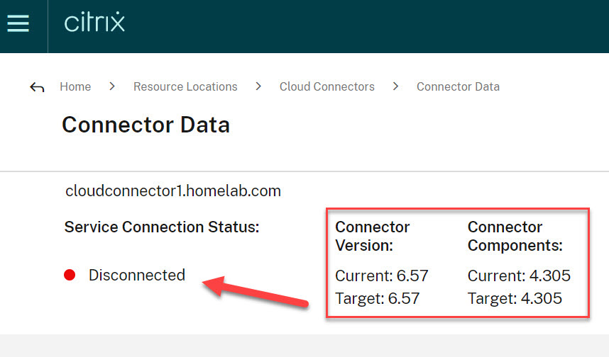 Cloud Connector status disconnected
