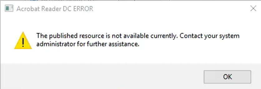 The published resource is not available currently